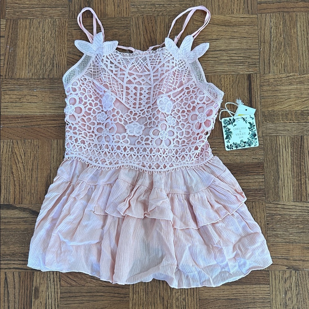 Chelsea & Violet Pink Floral Lace Kids Romper